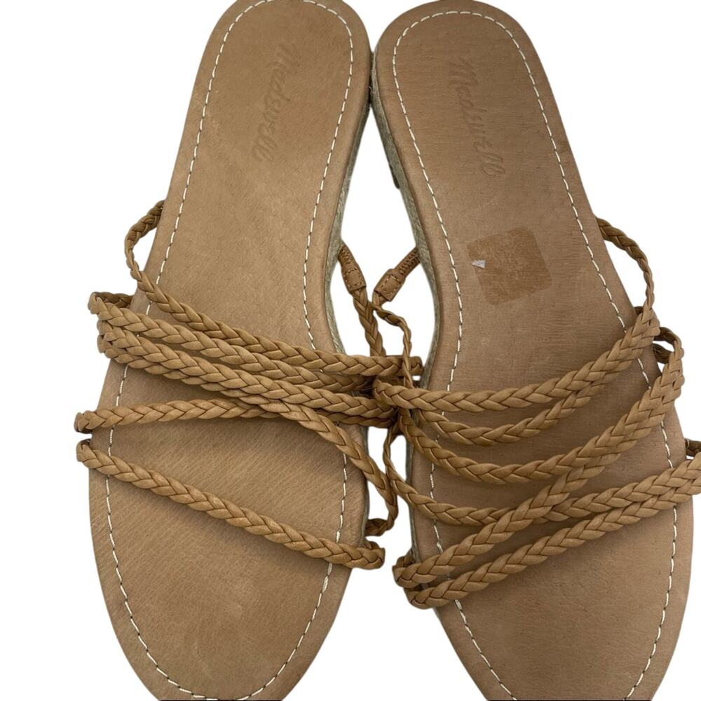 Madewell Platform Espadrille Strappy Sandals Womens 10 Tan Leather Braided Flats